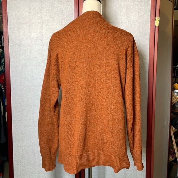 Ava & Vic Burnt Orange Cozy Knit Women's Pullover V-Neck Sweater (Size: 14) - Picture 3 of 11